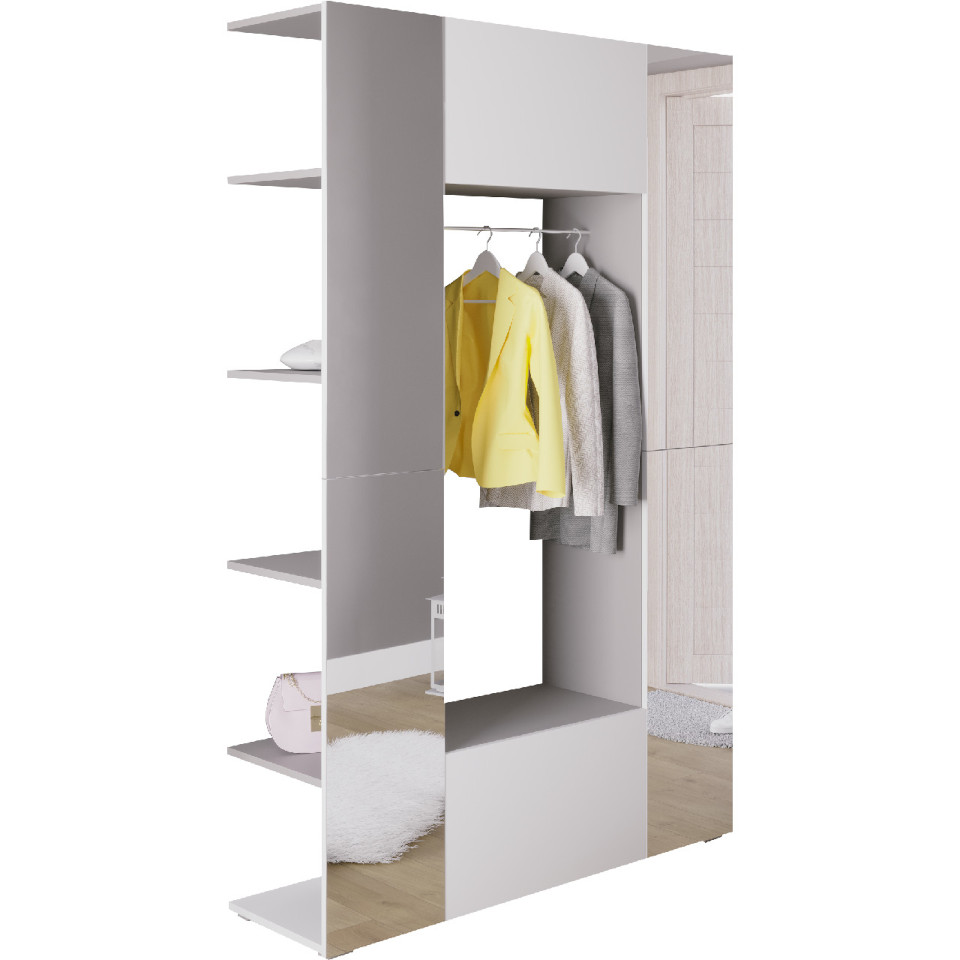 Würfelgarderobe grau weiß Spiegel