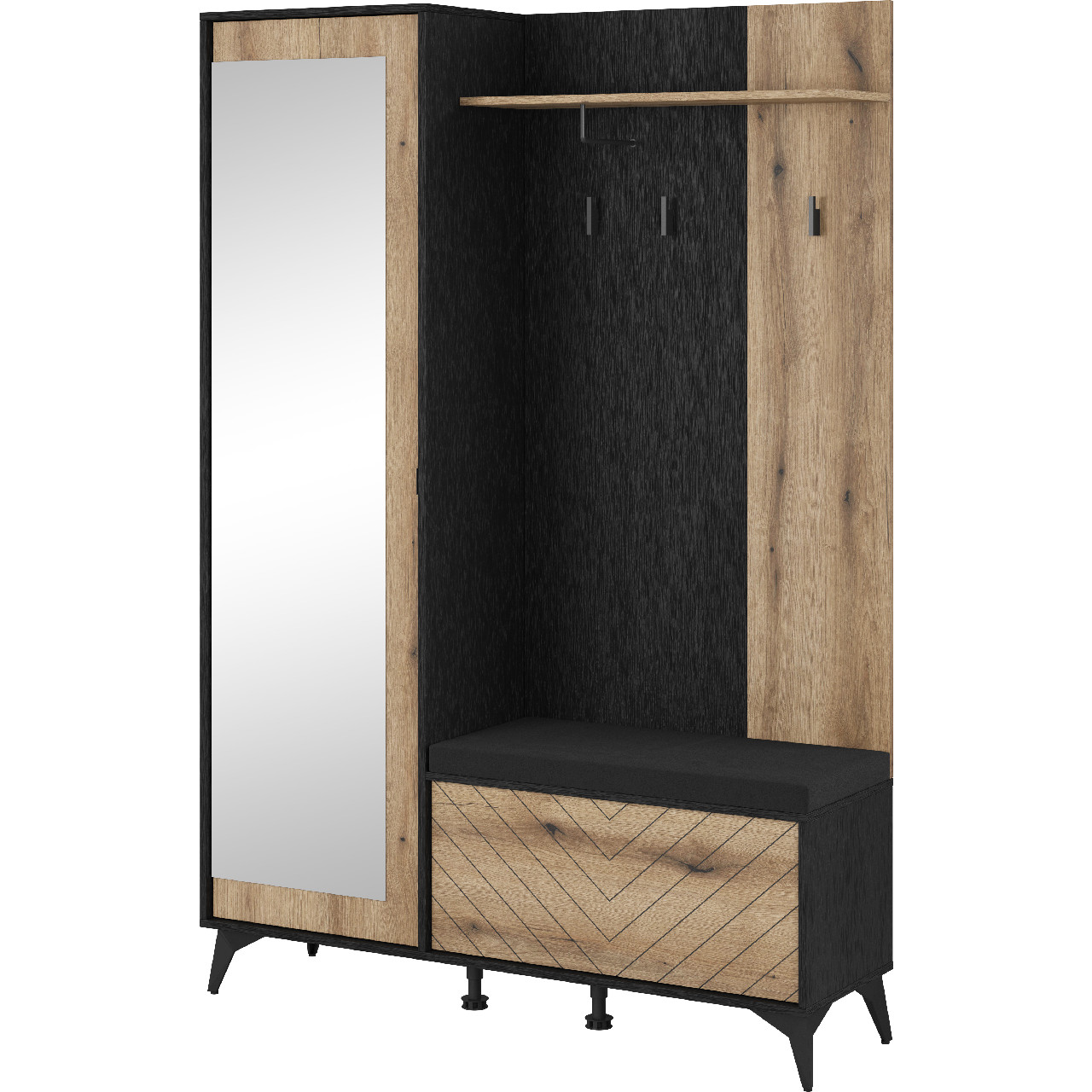 DIAMOND Kleiderschrank schwarz/eiche