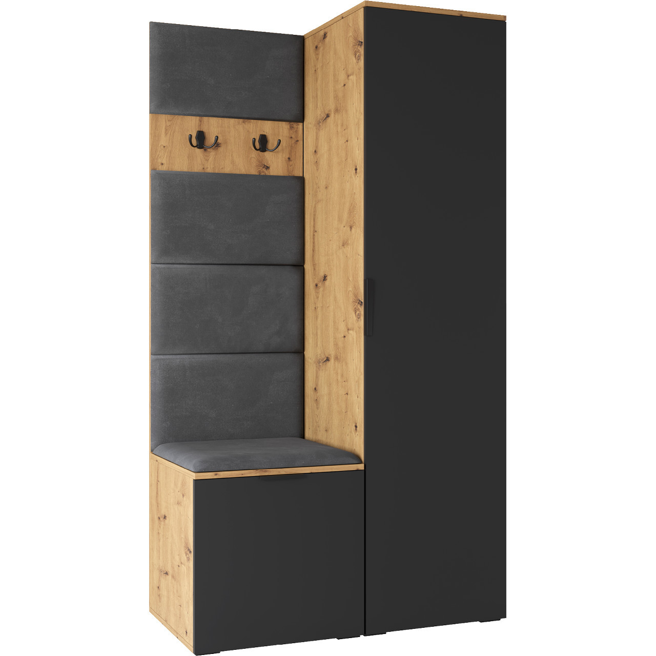 NELLI Kleiderschrank Artisan Eiche/Schwarz