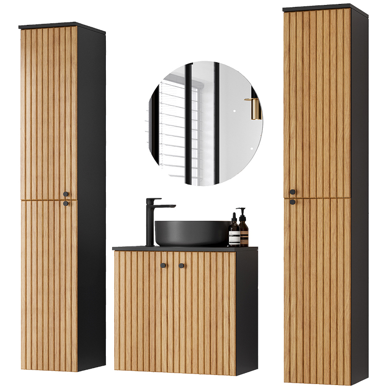 Asto langes Badezimmer aus schwarzer Eiche