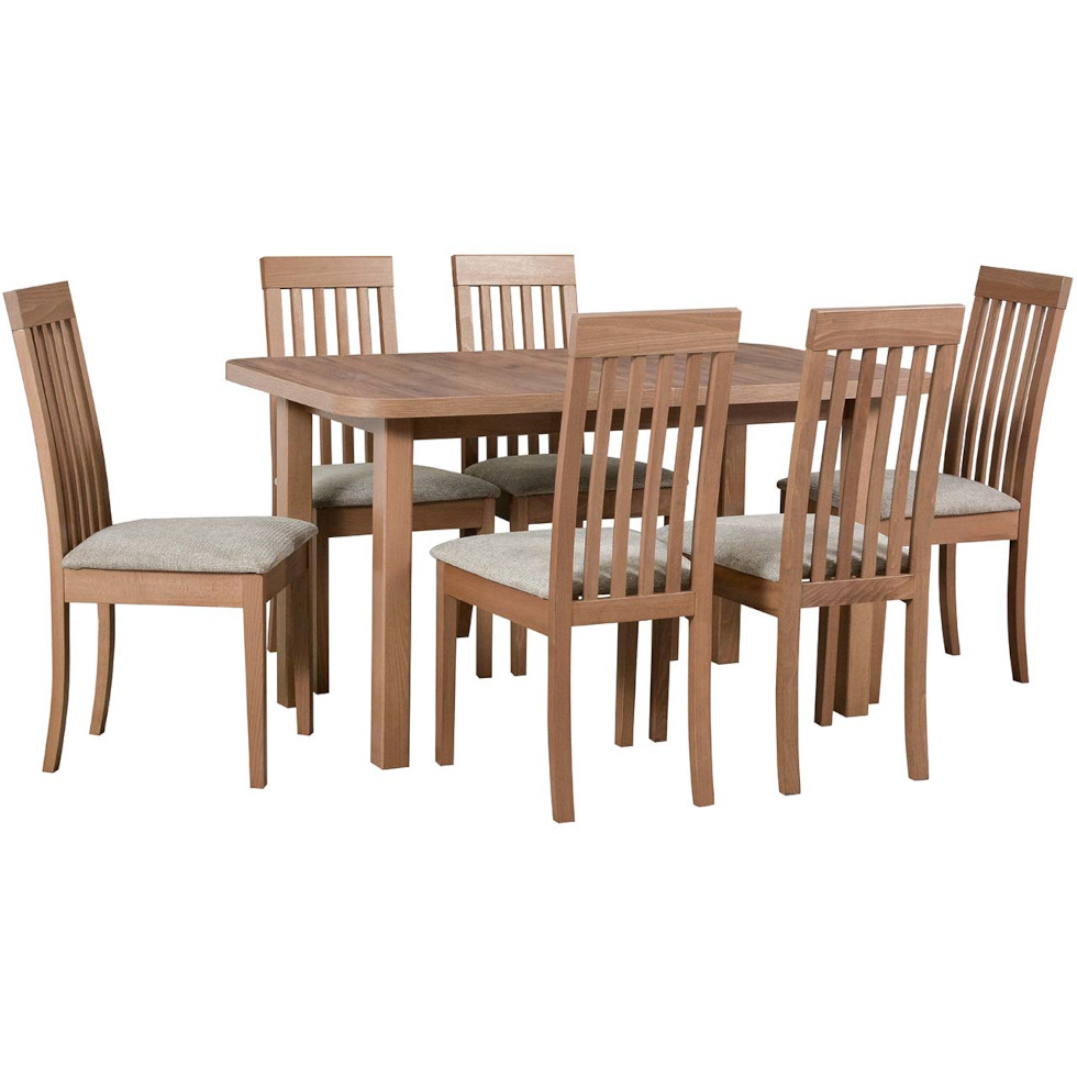 Tisch ds13 Nussbaum hell Laminat Stühle k37 Nussbaum hell 35a