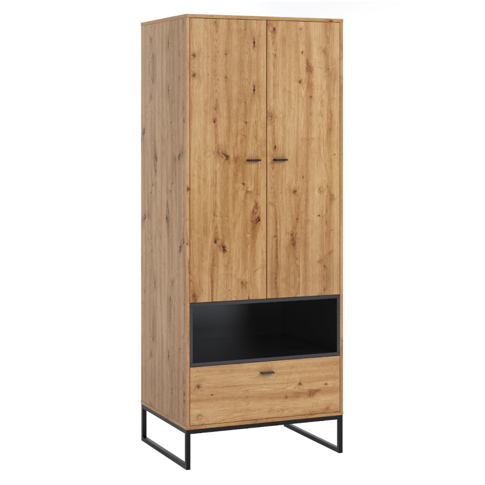 Olivier OE 01 Kleiderschrank Artisan Eiche Schwarz